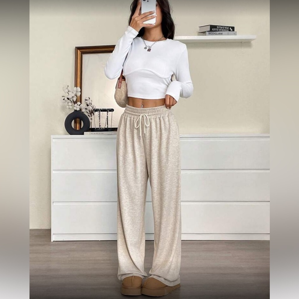 Women's Cream Lounge Pants - Picture 4 of 6